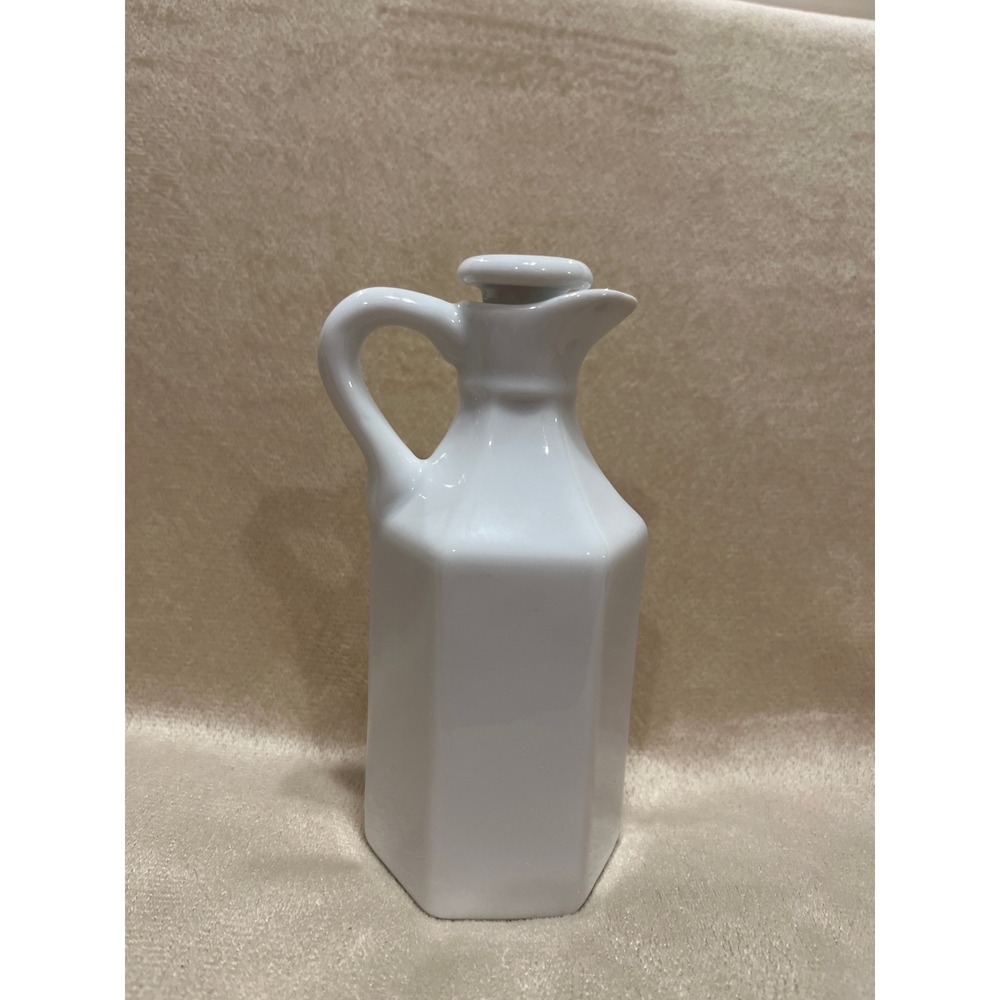 Vintage Ceramic Hexagonal Oil & Vinegar Cruet w/ Stopper
